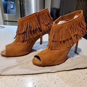 Manolo Blahnik suede bootie w fringe